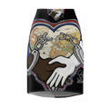Interracial Unity Heart with Handcuffs Pencil Skirt | World Map Artwork by GT Artland