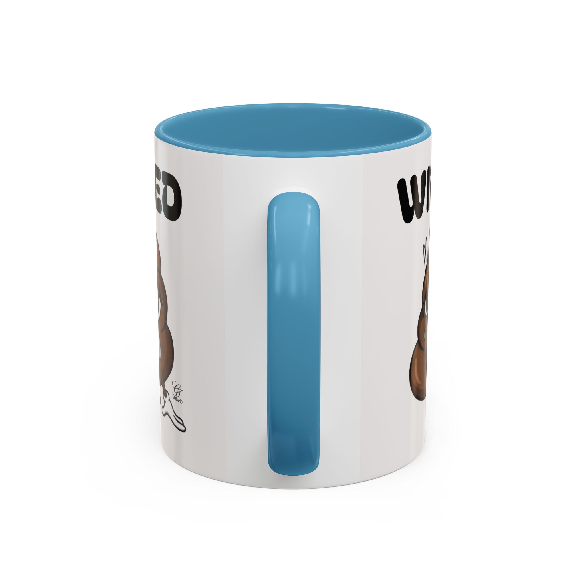 Wired Coffee Mug — Funny Poop Emoji Design Accent Mug (11/15 oz) by GT Artland