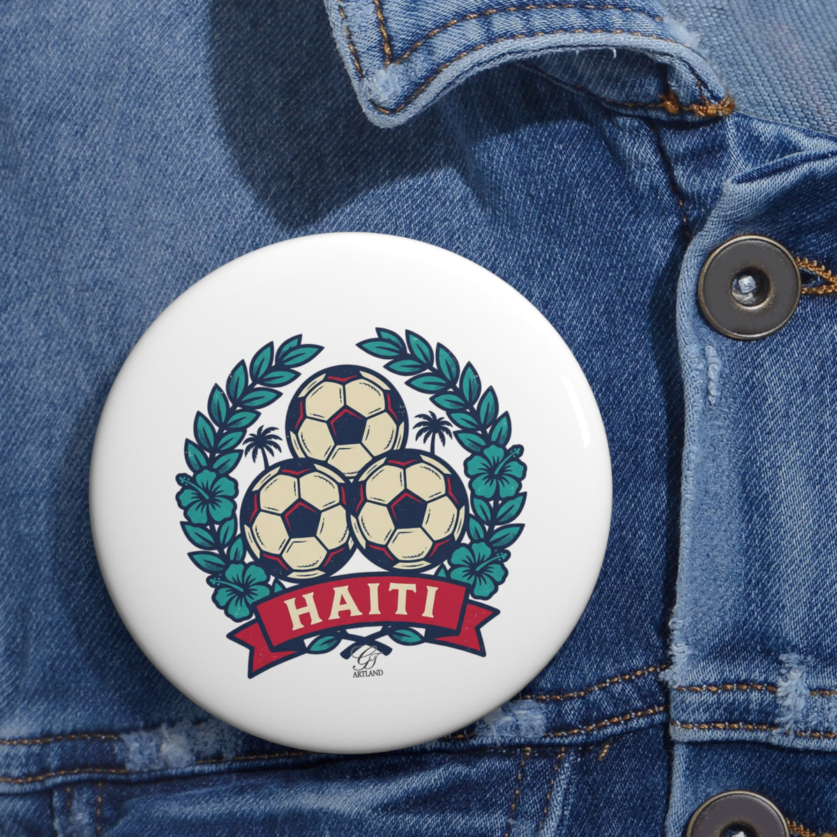 Haitian Soccer Pin Button | Football Emblem Badge