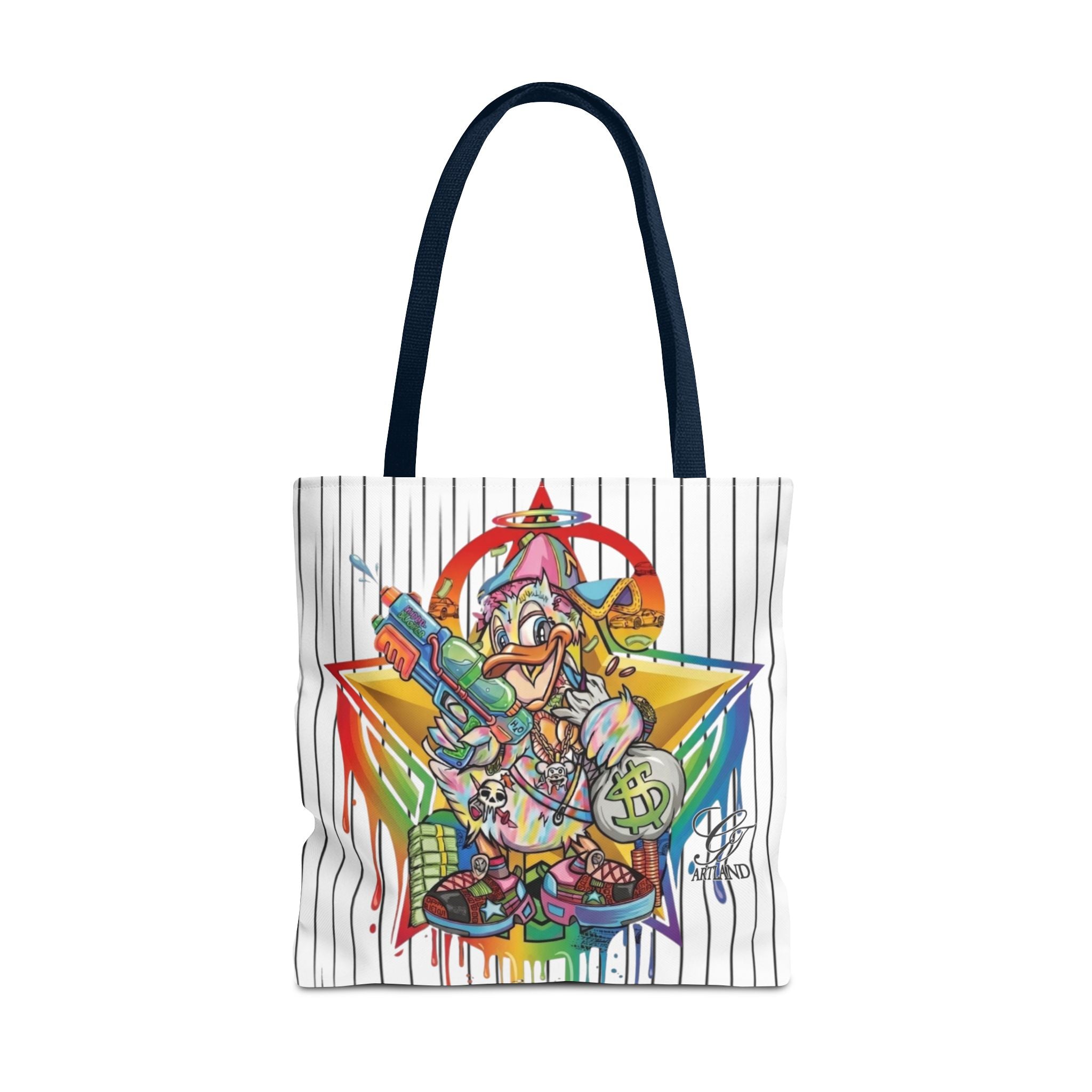 Graffiti Duck Urban Colorful Drip Tote Bag — Colorful Street Art by GT Artland