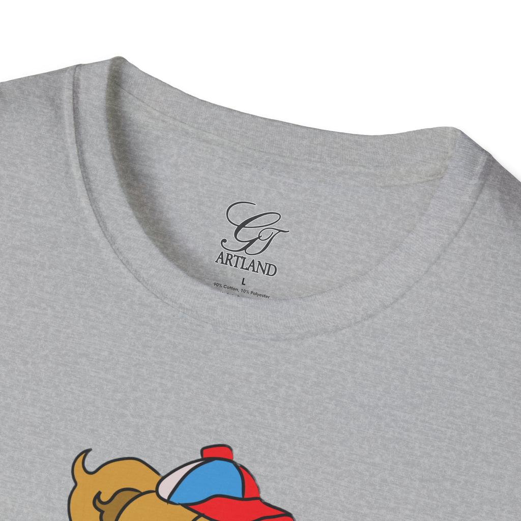 Cartoon Bear with Swag Graphic T-Shirt - Tee