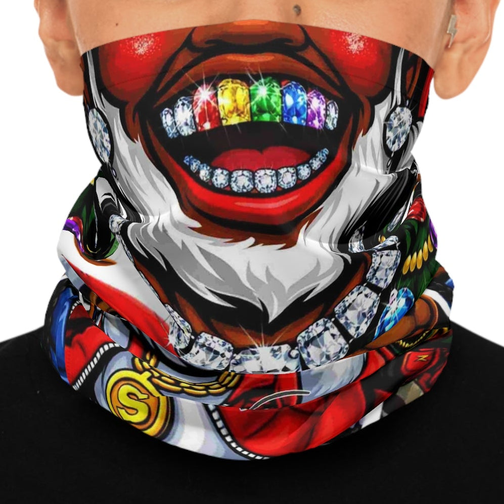 Hip Hop Santa with Bears neck gaiter | Christmas streetwear, colorful cartoon by Gt Artland