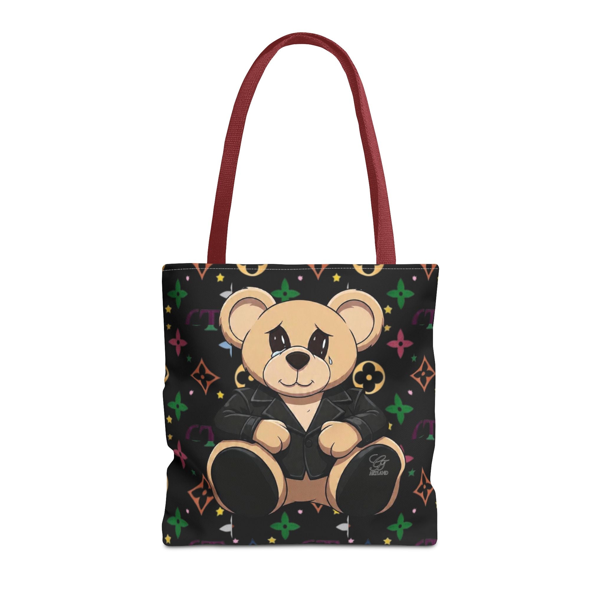 Elite Black Urban Designer Teddy Bear Monogram Tote Bag by GT Artland