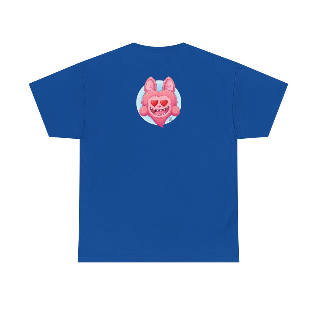 Pink Heart-Eyed Monster T-Shirt | Cute Fuzzy Creature by GT Artland