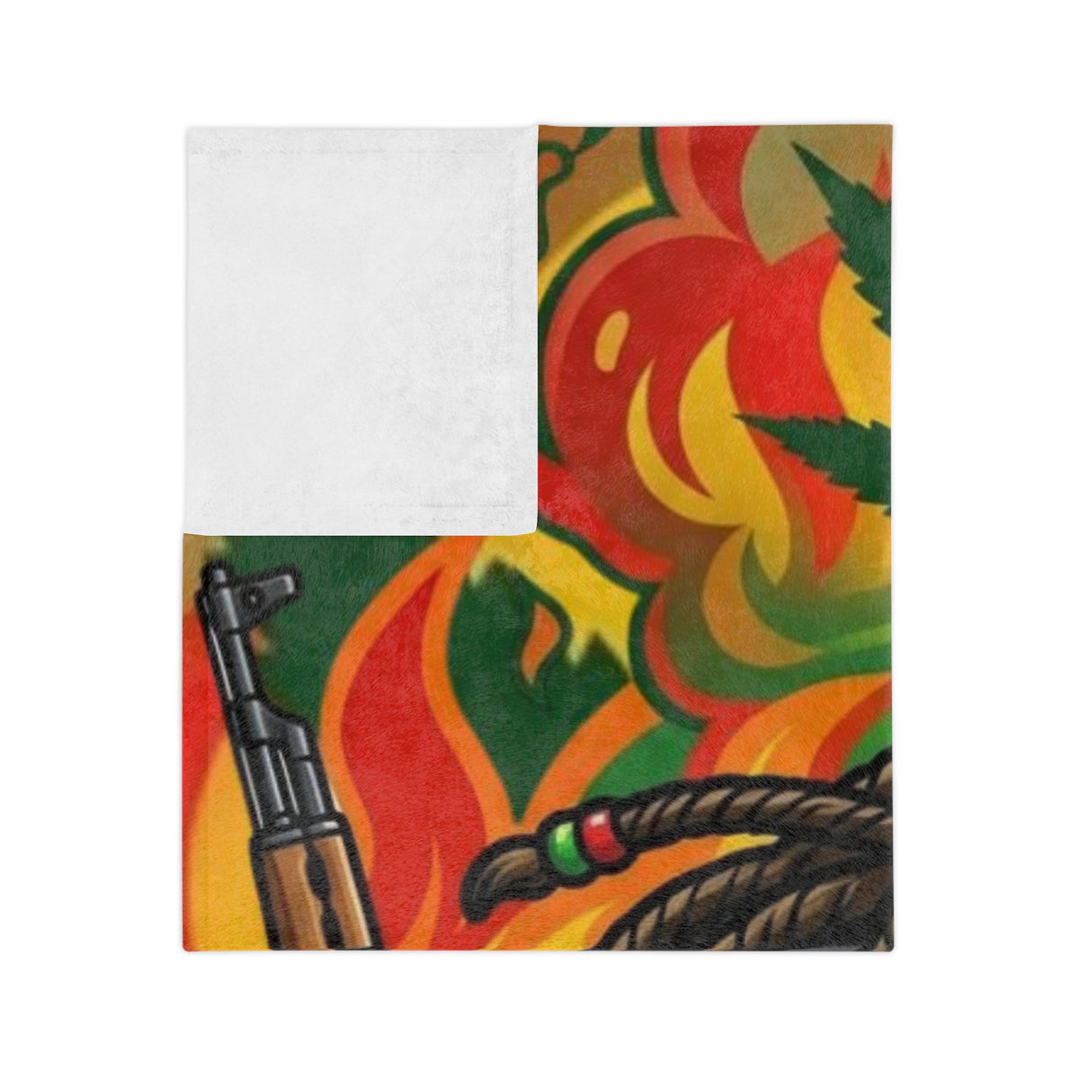 Rasta Grenade Character Velveteen Microfiber Blanket | Cannabis Leaf, Dreadlocks by GT Artland