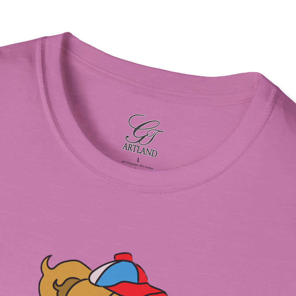 Cartoon Bear with Swag Graphic T-Shirt - Tee