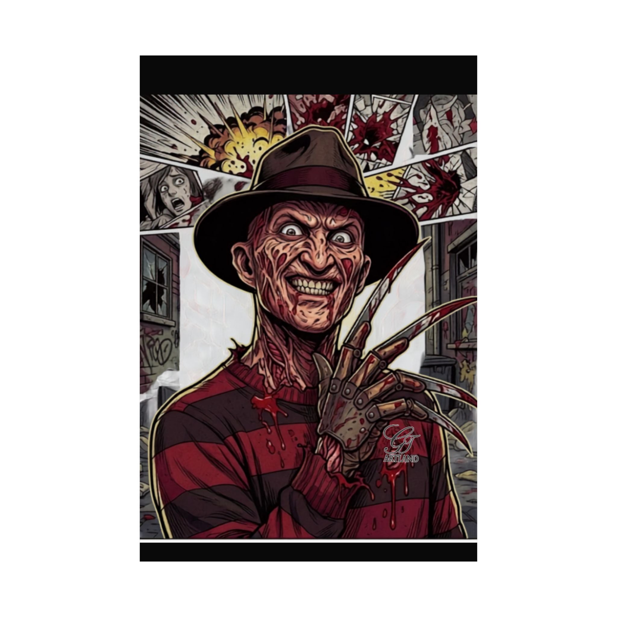 Elm Street Gangsta Horror Matte Vertical Posters by GT Artland
