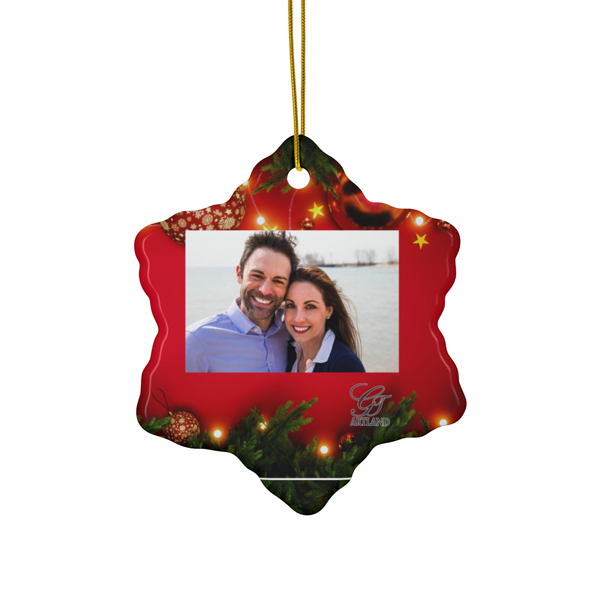 Personalized Christmas Ceramic Ornament by GT Artland