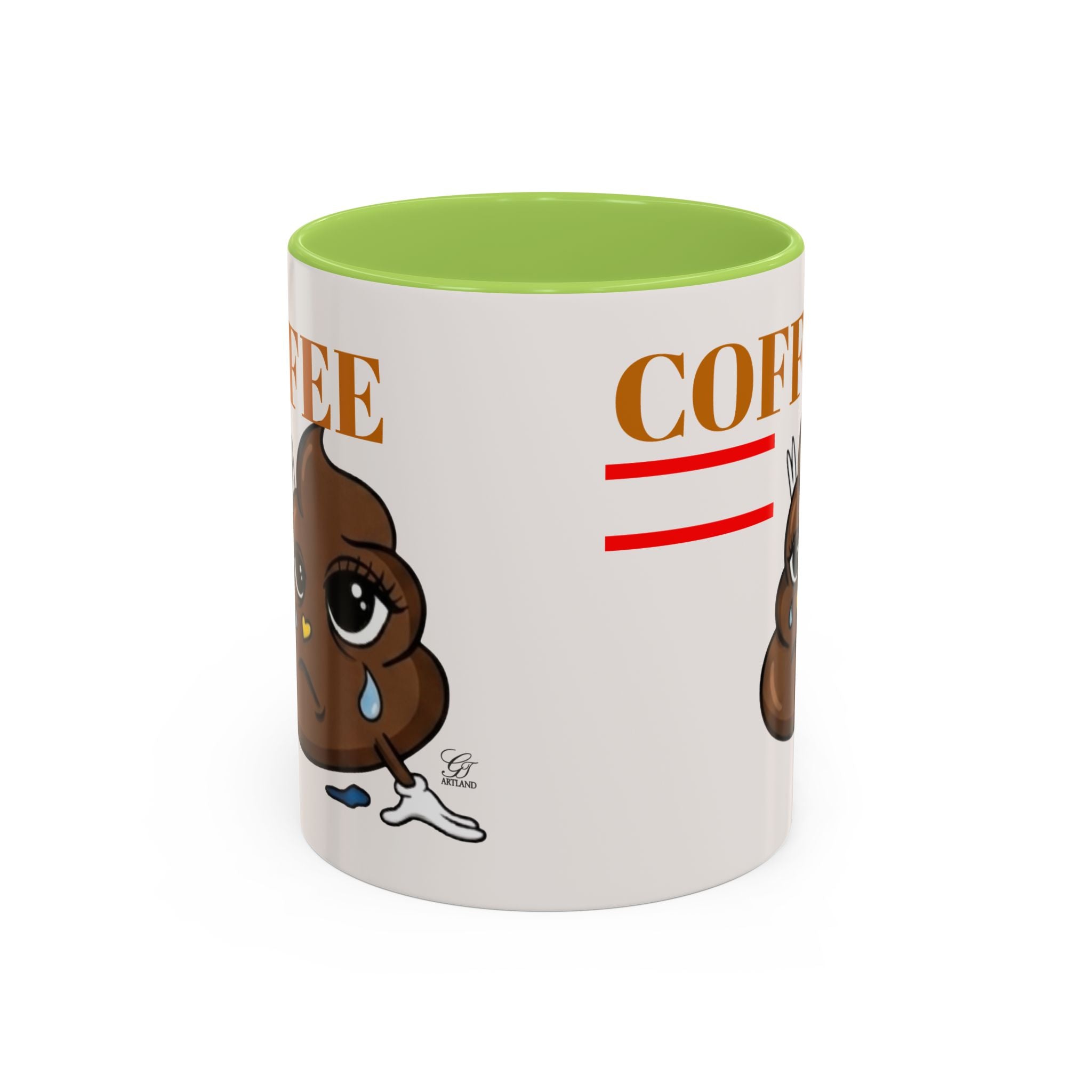 Coffee Mug — Sad Coffee Poop Emoji Designer Toon Accent Mug (11/15oz) by GT Artland