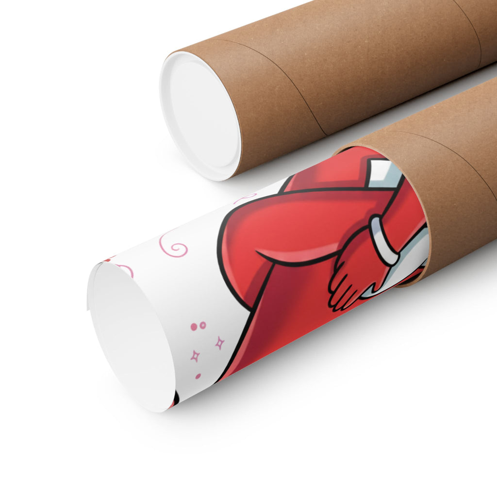 Valentine Hug Heart Matte Poster — Cute Cartoon Heart Embrace Wall Art by GT Artland