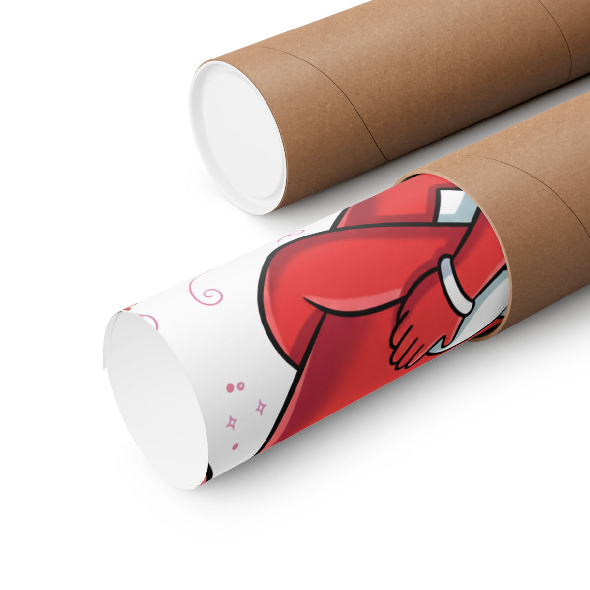 Valentine Hug Heart Matte Poster — Cute Cartoon Heart Embrace Wall Art by GT Artland