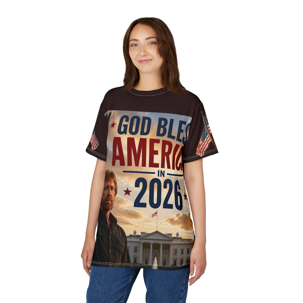 God Bless America 2026 Tee | Patriotic All-Over Print Shirt