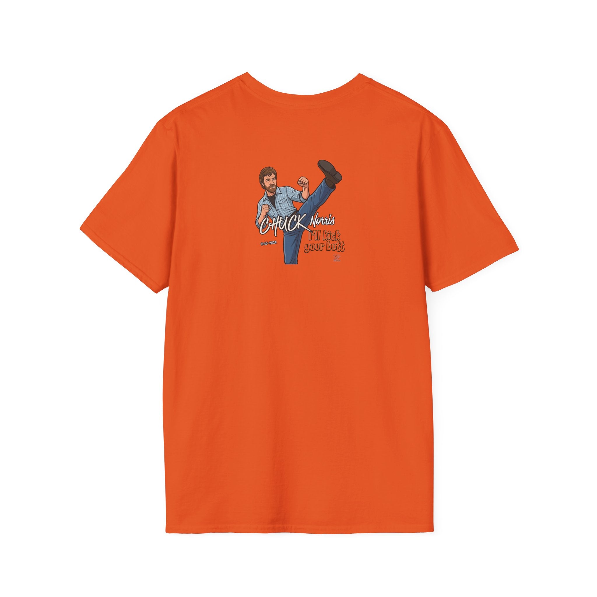 Chuck Norris Kick Illustration T-Shirt | I'll Kick Your Butt text by GT Artland