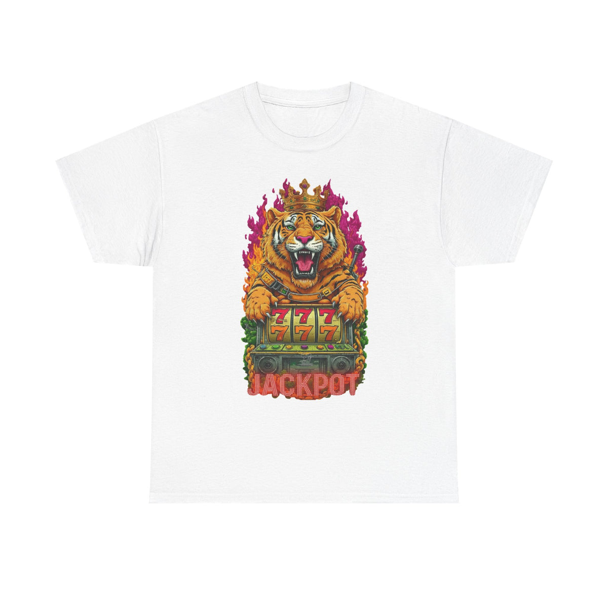 Roaring Tiger Jackpot T-Shirt | Slot Machine 777 Casino Graphic by GT Artland