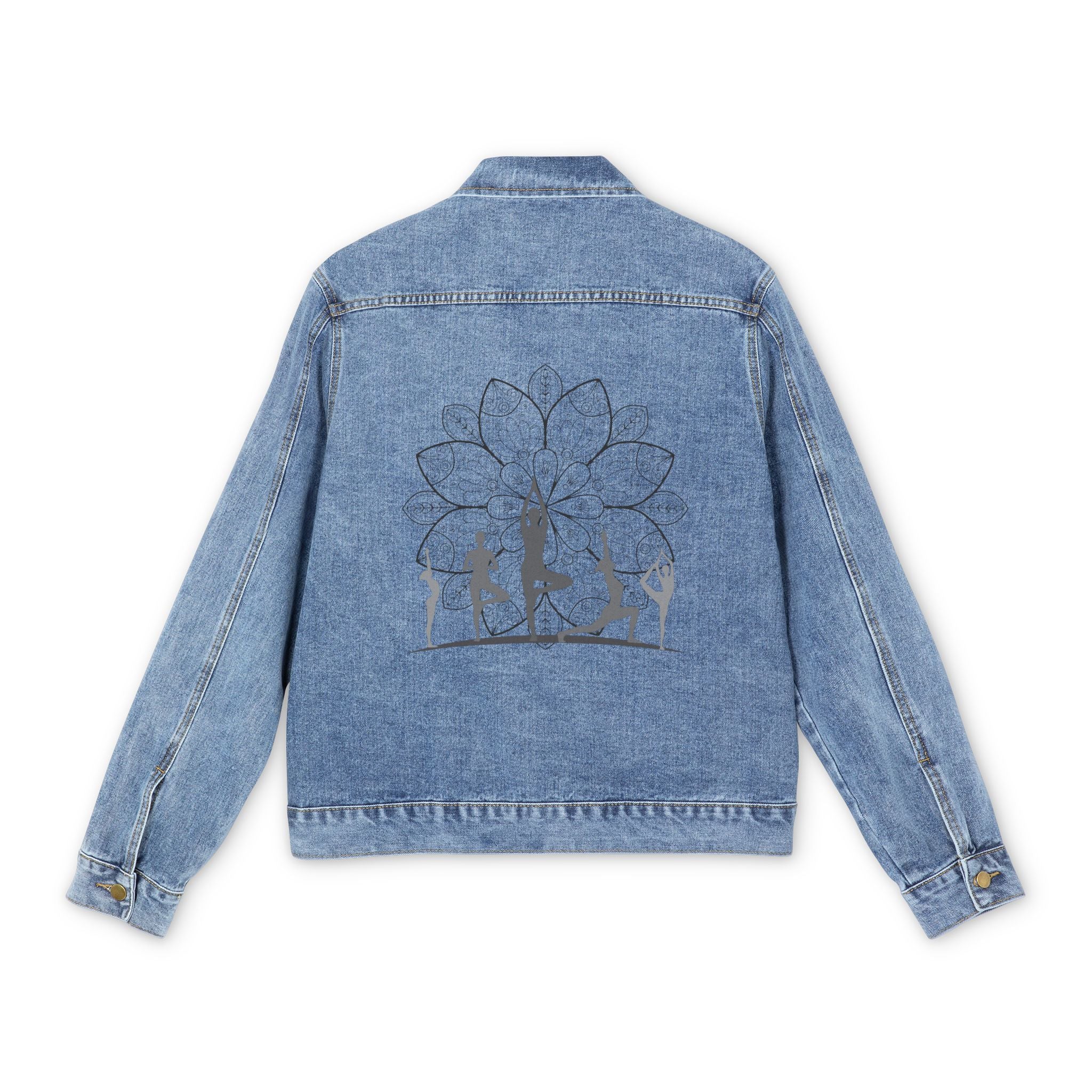 Yoga Silhouette Back Print Denim Jacket | Meditation, Wellness