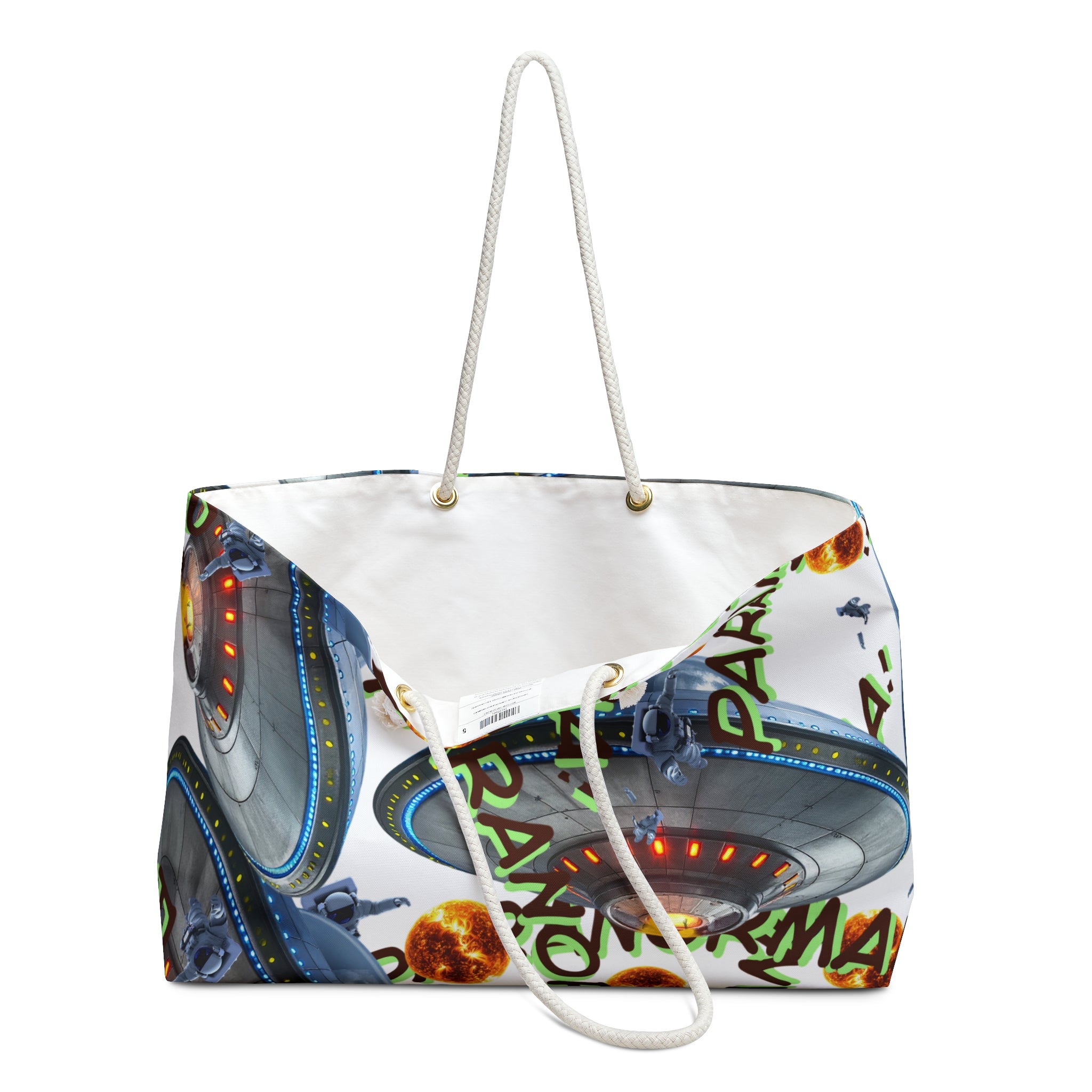 UFO Abduction Pattern Weekender Bag | UFOs Planets Paranormal Design