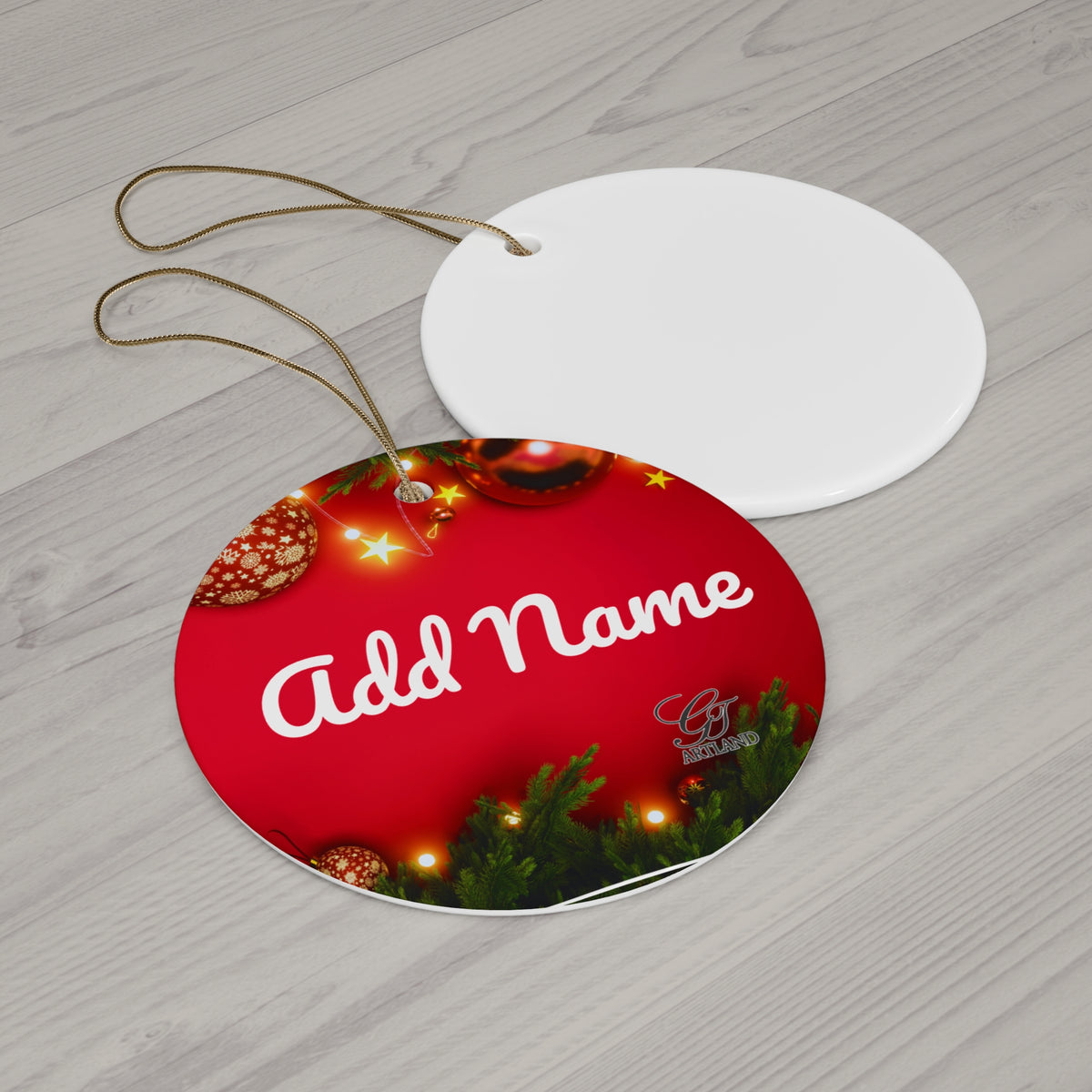 Copy of GT Artland Logo Monogram Ceramic Ornament — Personalized Round Holiday Decoration by GT Artland
