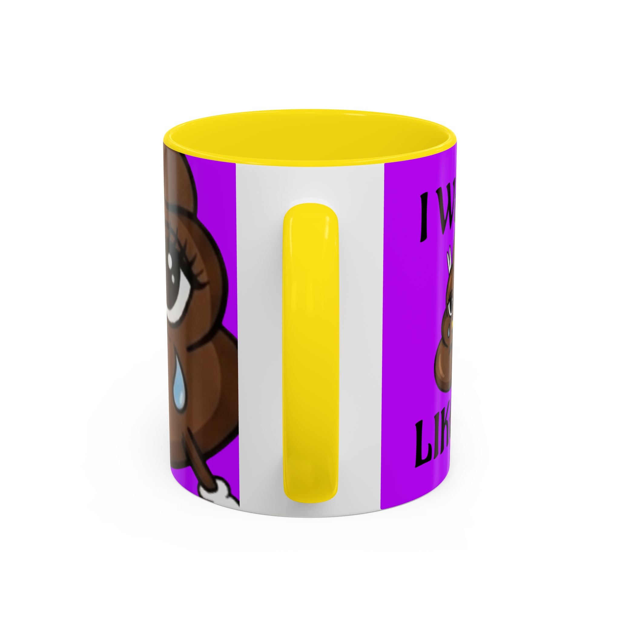 Sad Poop Emoji Accent Coffee Mug (11/15oz) — Funny Cute Kawaii Tearful Poop Design by GT Artland