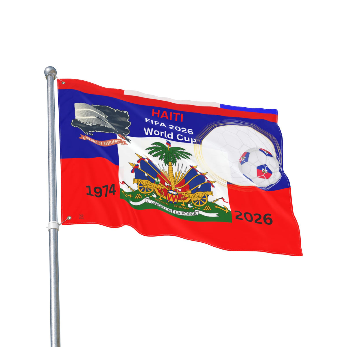 2026 World Cup Haitian Double Sided Football Flag | Soccer Flag