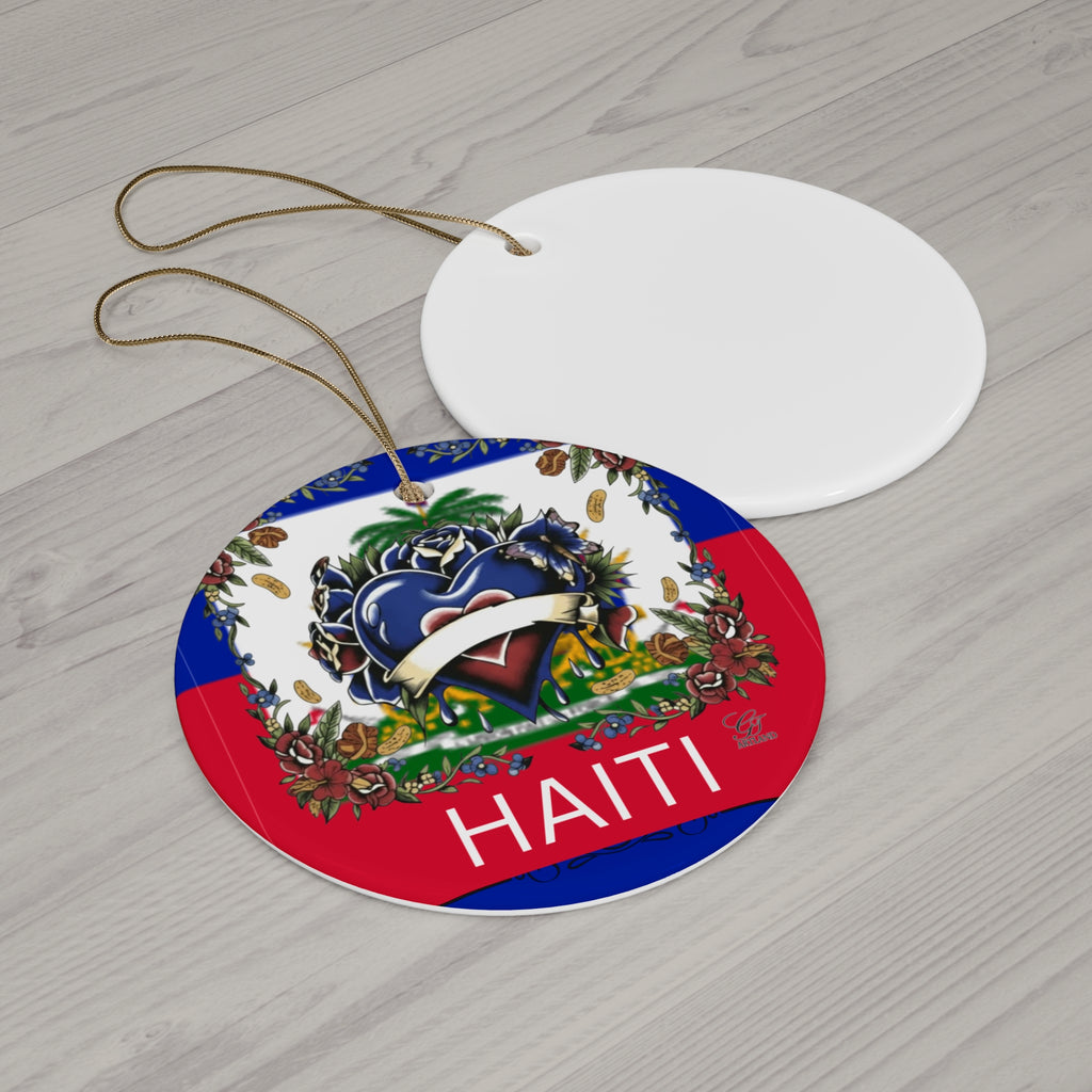 Haiti Ceramic Ornament — Heart Crest Holiday Keepsake by GT Artland