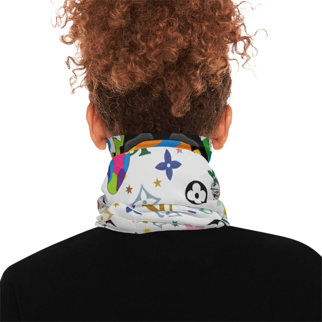 Multicolor Monogram Pattern Neck Gaiter | Rainbow Graphic Face Cover by GT Artland