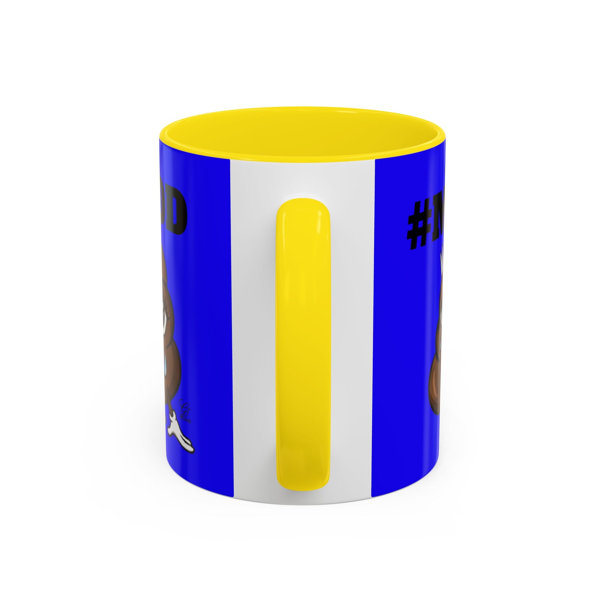 #MOOD Poop Emoji Retro Blue Accent Coffee Mug – Funny Blue 11/15oz Gift by GT Artland