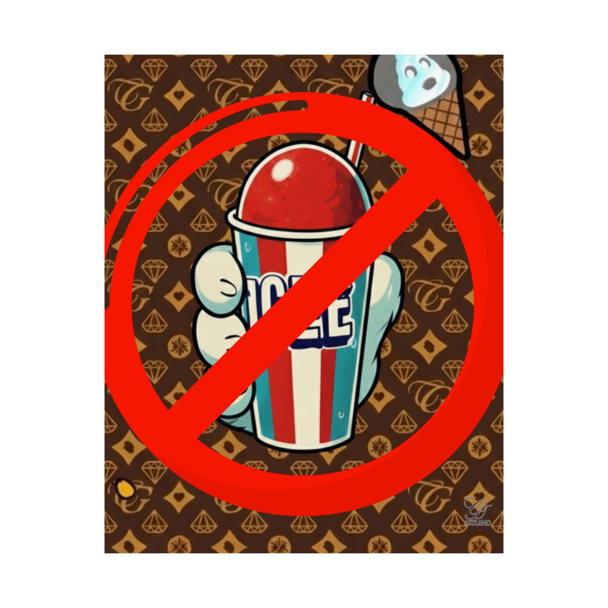 No Slushie Poster Matte Vertical Poster | Anti Slushie Illustration, Retro Snack Pattern by GT Artland