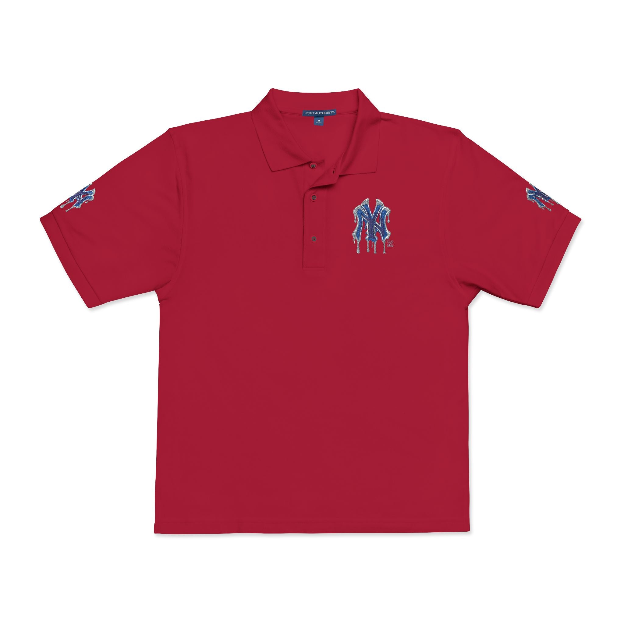 Blue Designer NYC Fan Drip NY Logo Polo Shirt by GT Artland