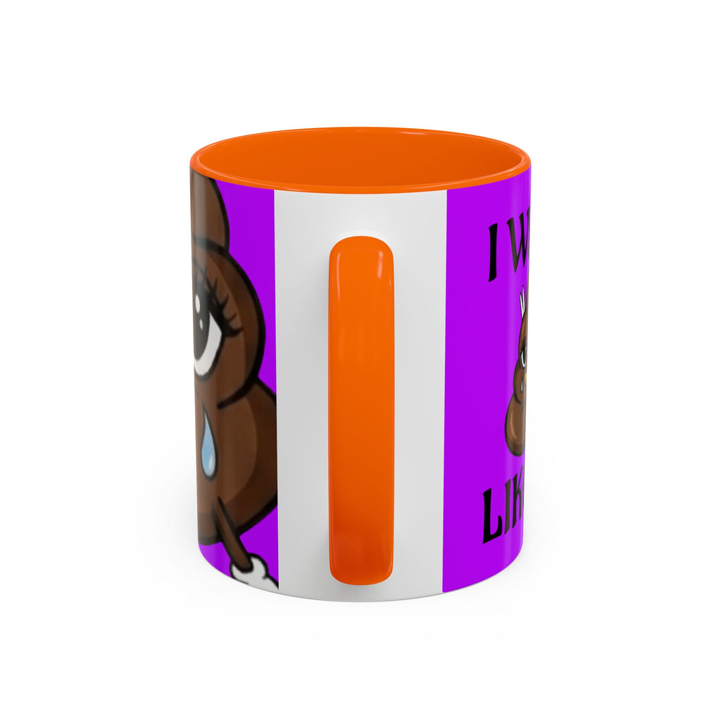Sad Poop Emoji Accent Coffee Mug (11/15oz) — Funny Cute Kawaii Tearful Poop Design by GT Artland