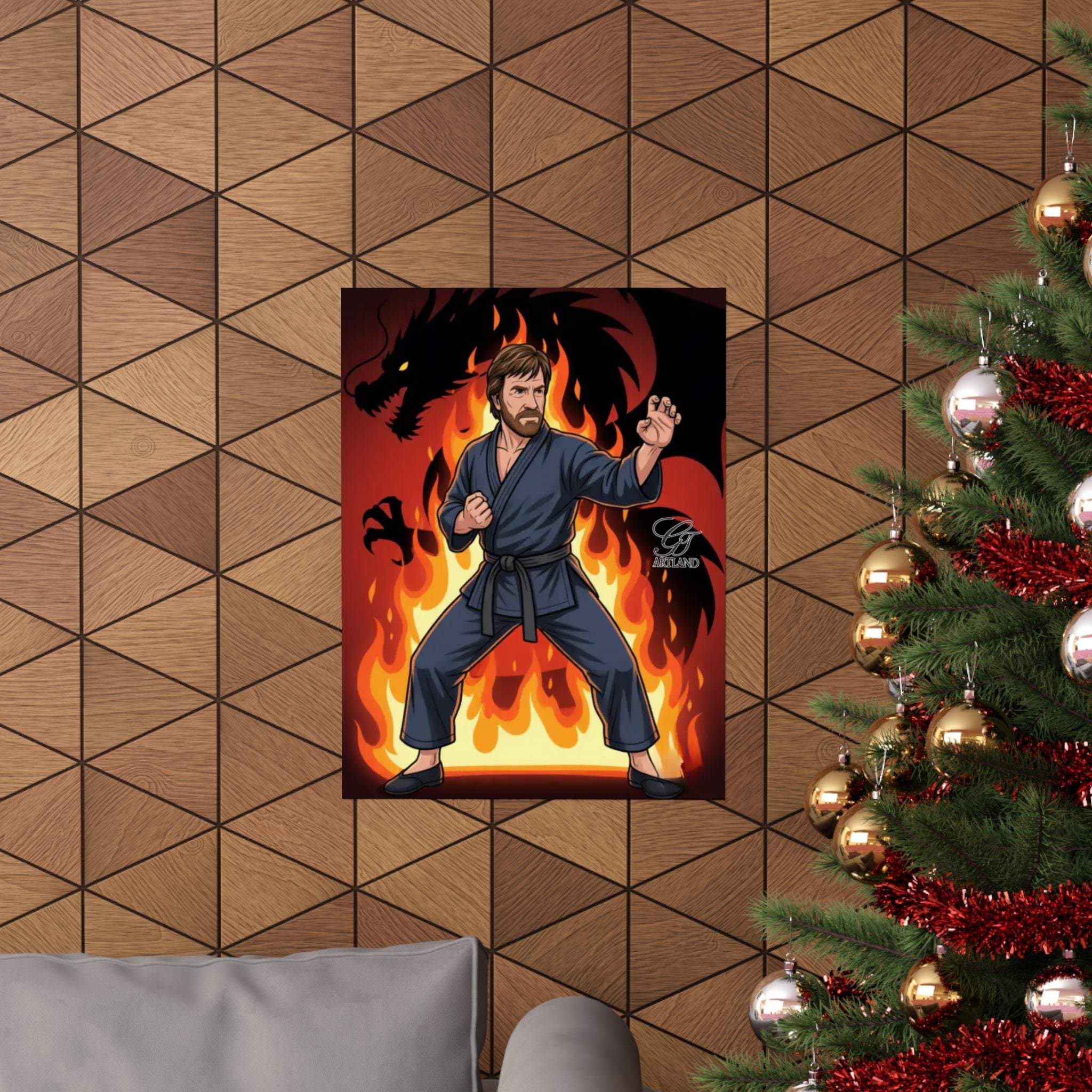 Martial Arts Master Poster | Matte Vertical Poster, Karate Dragon Flames