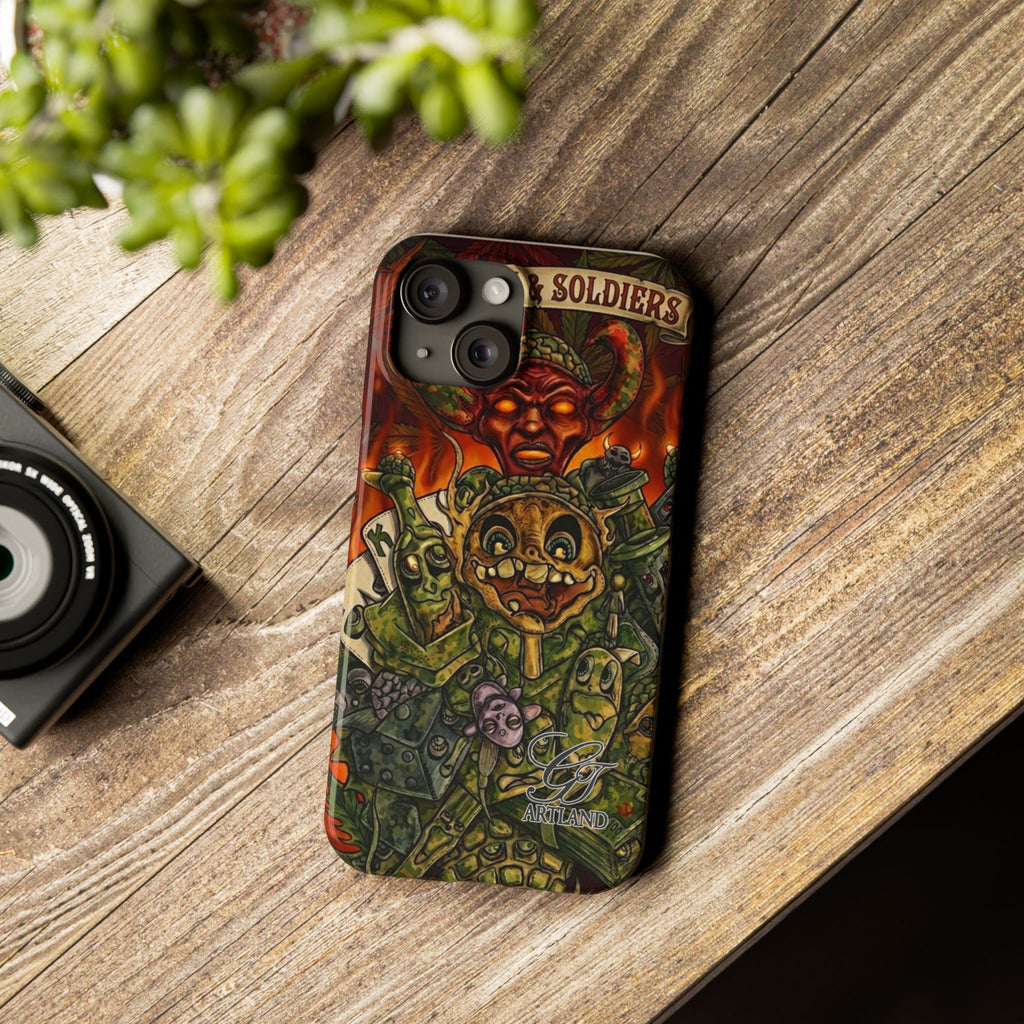 Devils Army Illustration Slim Phone Case | Horror Soldier Art by GT Artland