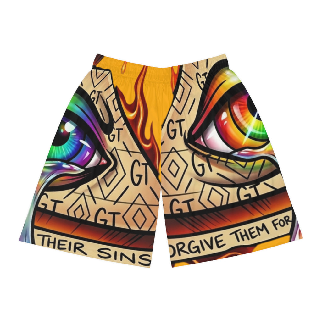 Psychedelic Eyes Pattern Basketball Shorts | Print by GT Artland