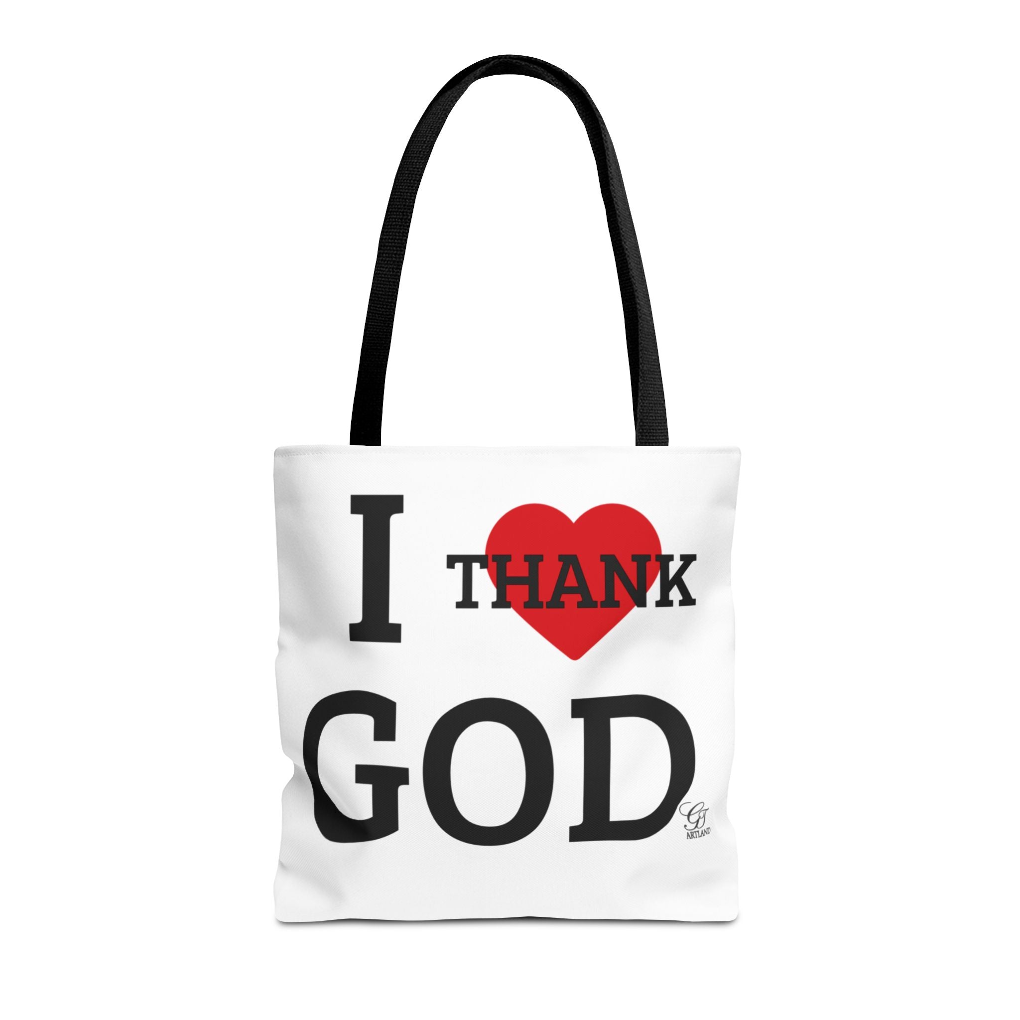 I Thank God Heart Designer Fashion Tote Bag by GT Artland