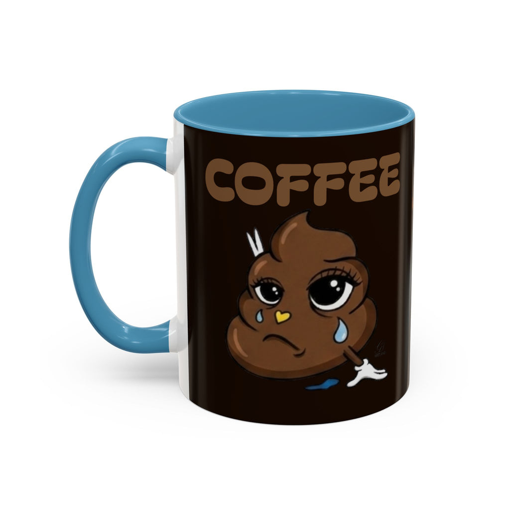 Coffee Mug — Cute Sad Poop Emoji with “COFFEE” Text Accent Mug by GT Artland