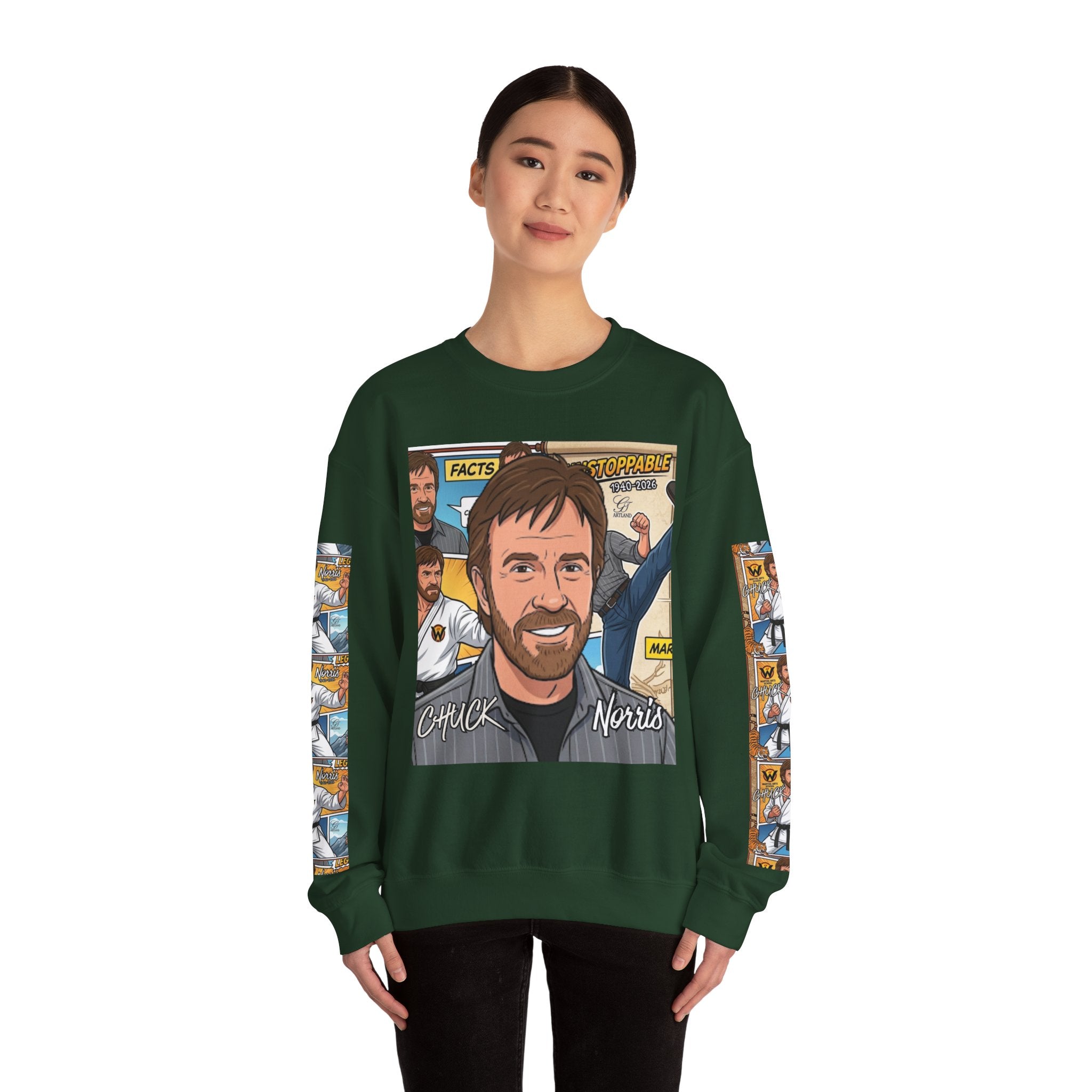 Chuck Norris Toon Urban Retro Martial Arts Legend Crewneck Sweatshirt
