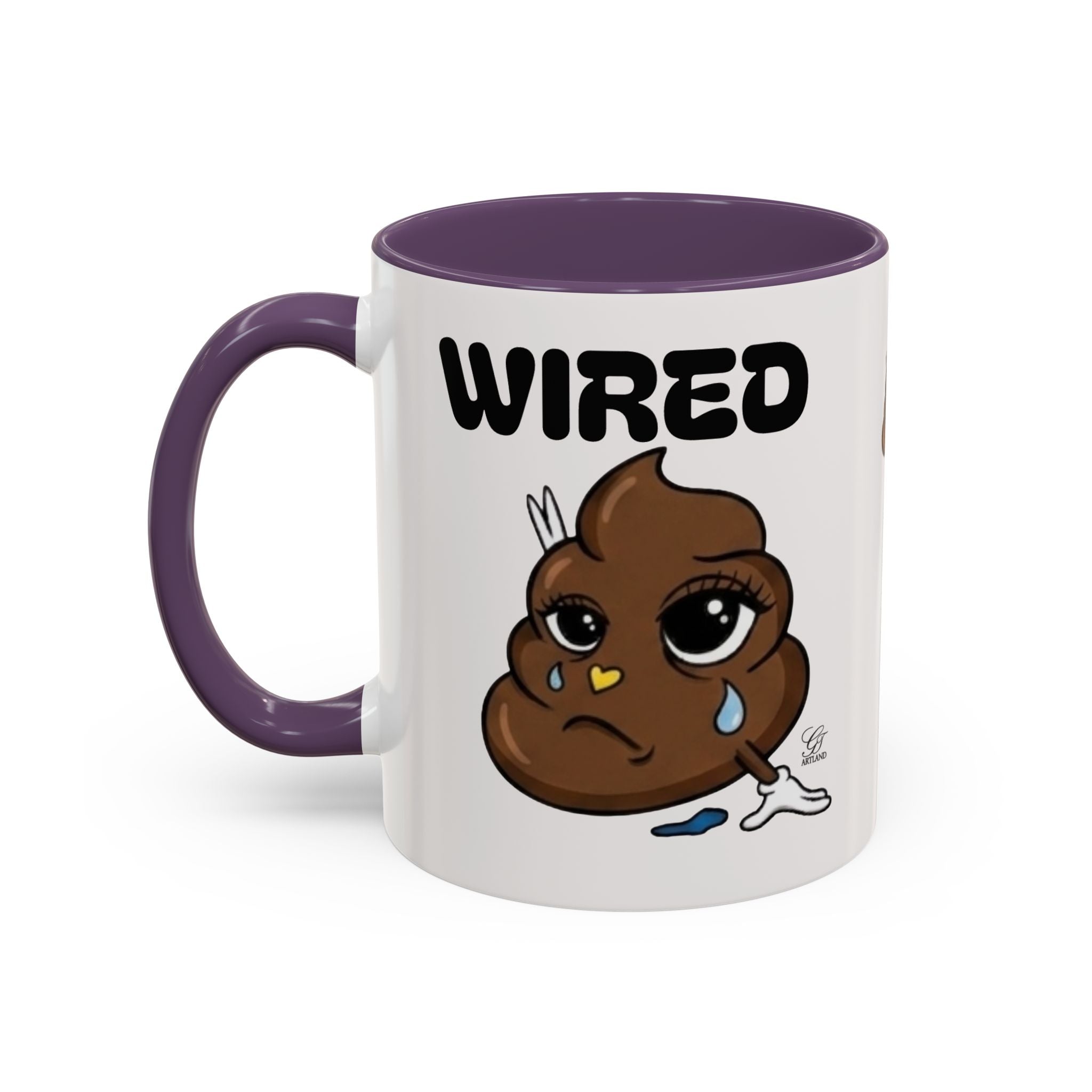 Wired Coffee Mug — Funny Poop Emoji Design Accent Mug (11/15 oz) by GT Artland