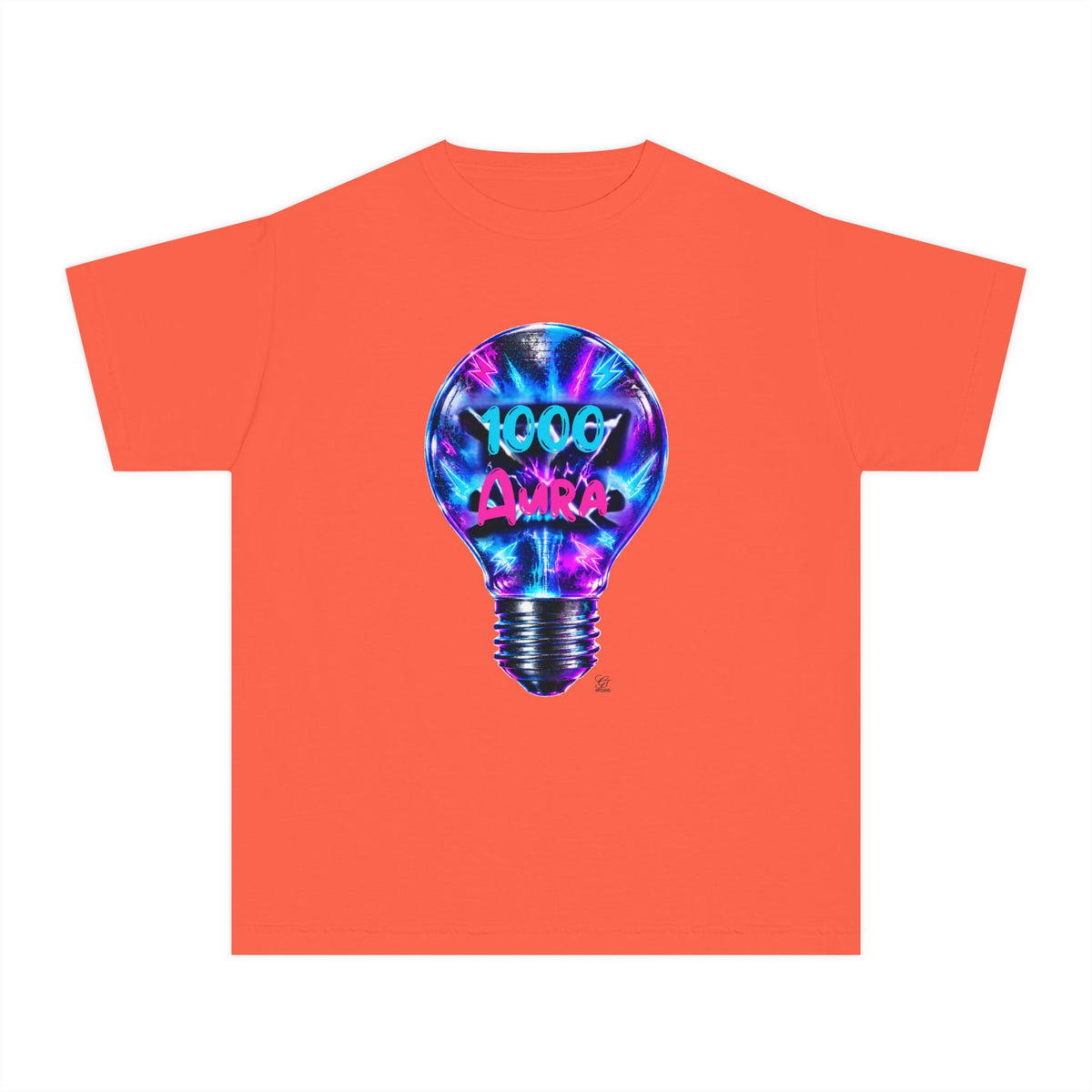 Colorful Light Bulb Youth T-Shirt -"1000 AURA" Graphic T-Shirt