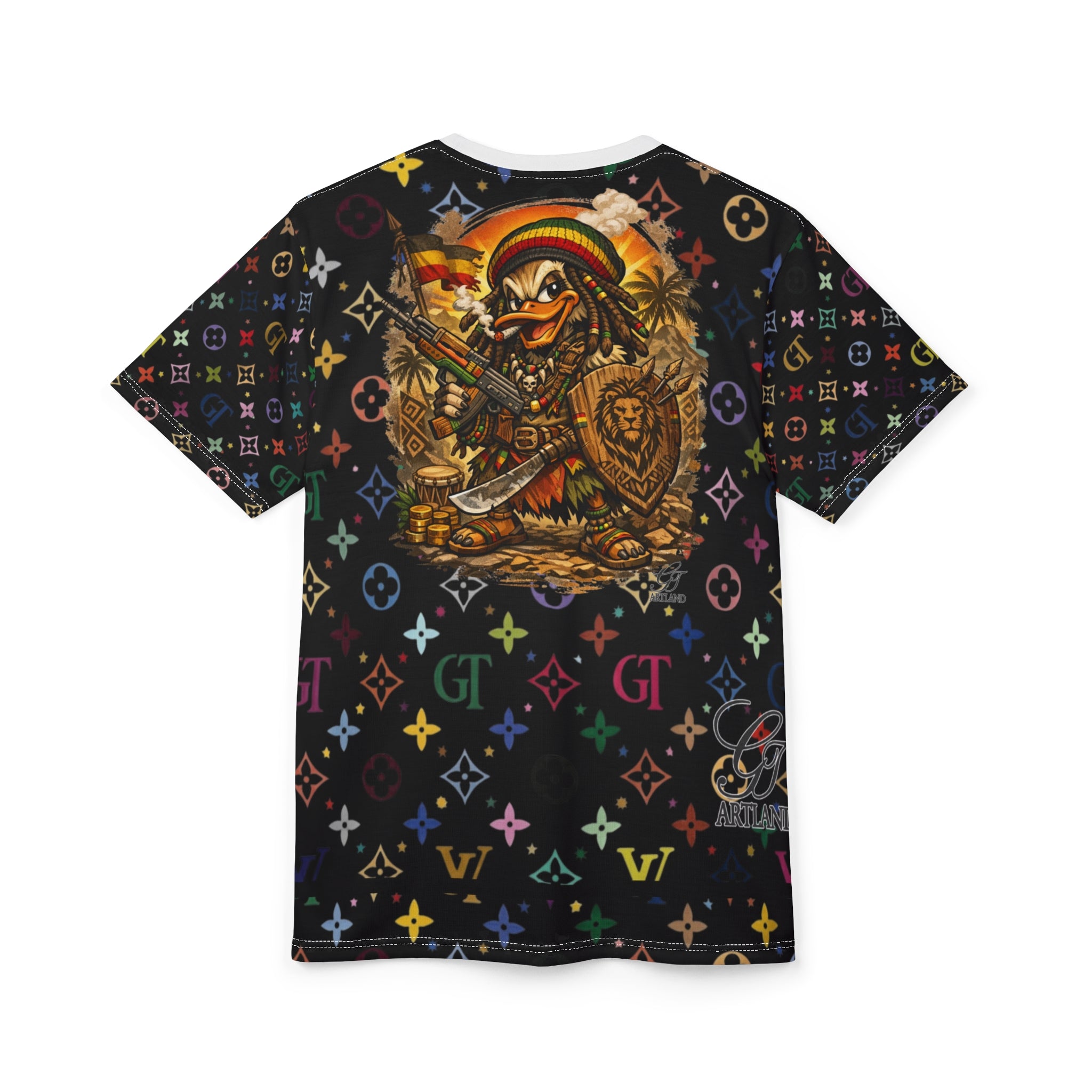 Rastafarian Warrior Duck Designer High Fashion T-Shirt | All-Over Print Tee by GT Artland