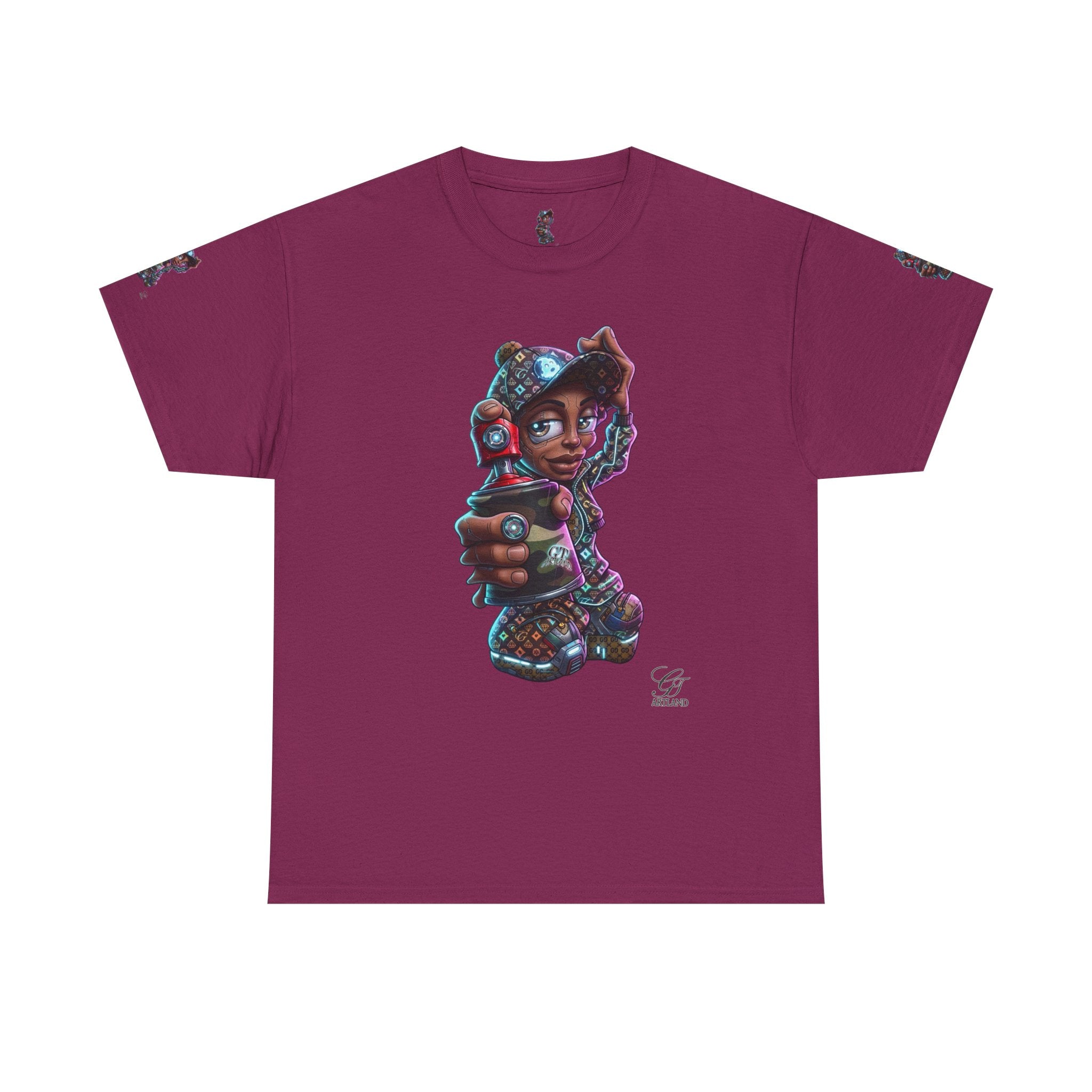Ebony Futuristic Urban Spray Can Kid Gamer Tee - Cute Streetwear Graphic T-Shirt by GT Artland