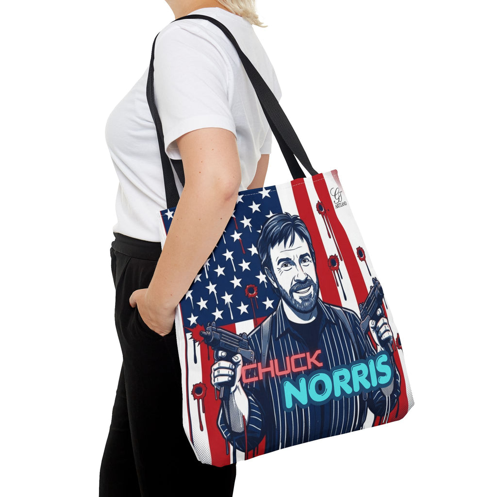 Patriotic Action Designer Edition Hero Tote Bag — 'Chuck Norris' Graphic by GT Artland