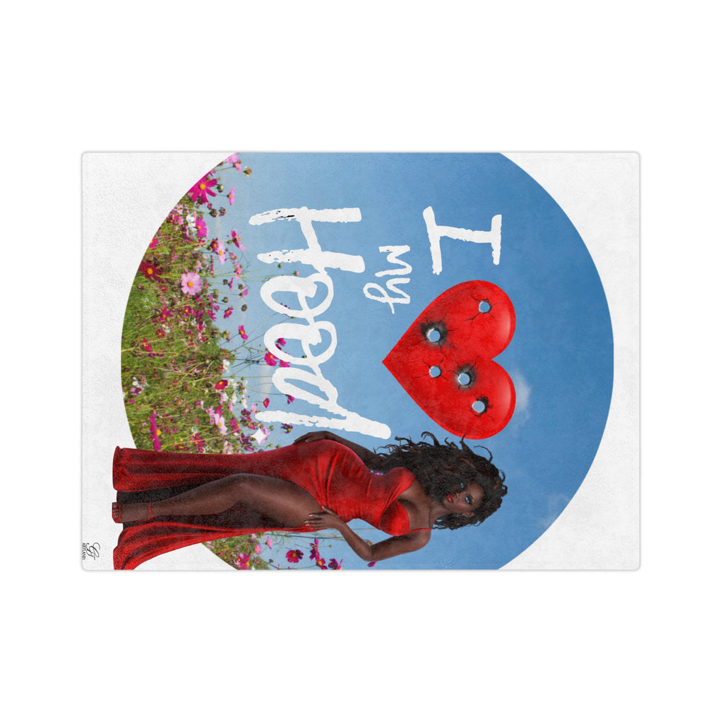 I Love My Hood Lady in Red Blanket | Velveteen Microfiber Throw