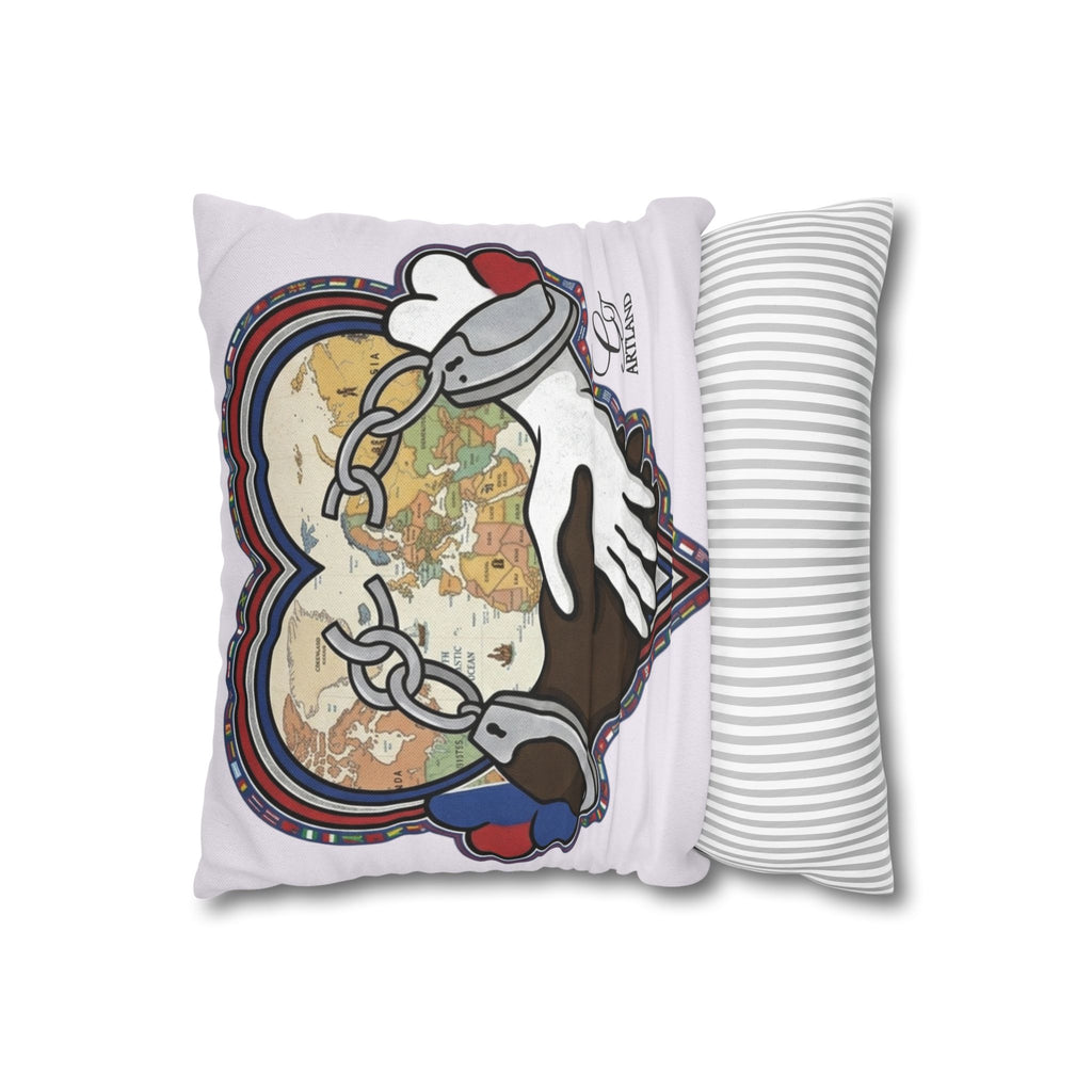 Interracial Handshake Heart Pillowcase | Decorative Throw Pillowcase by GT Artland
