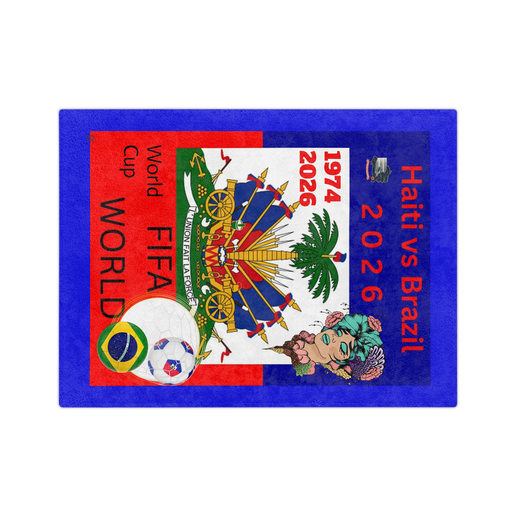 Multicoloured "Haitian vs Brazil" Worldwide FIFA Velveteen Football Blanket
