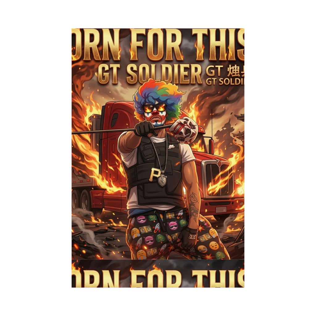 GT Soldier Clown Poster — Fiery Gamer Art Matte Vertical Print by GT Artland