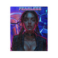 Neon "Fearless" Cyberpunk Lady Velveteen Throw Blanket - Throw