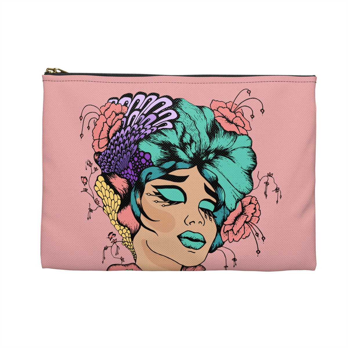Tropical Floral Seashell Beauty Accessory Pouch - Makeup Bag