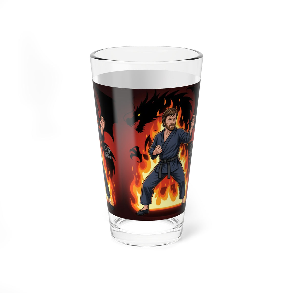 Martial Artist Chuck Norris Flames Mixing Glass | 16oz by GT Artland