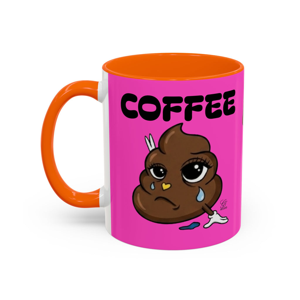 Coffee Mug — Pink 'Coffee' Sad Poop Emoji Accent Ceramic Mug (11/15oz) by GT Artland