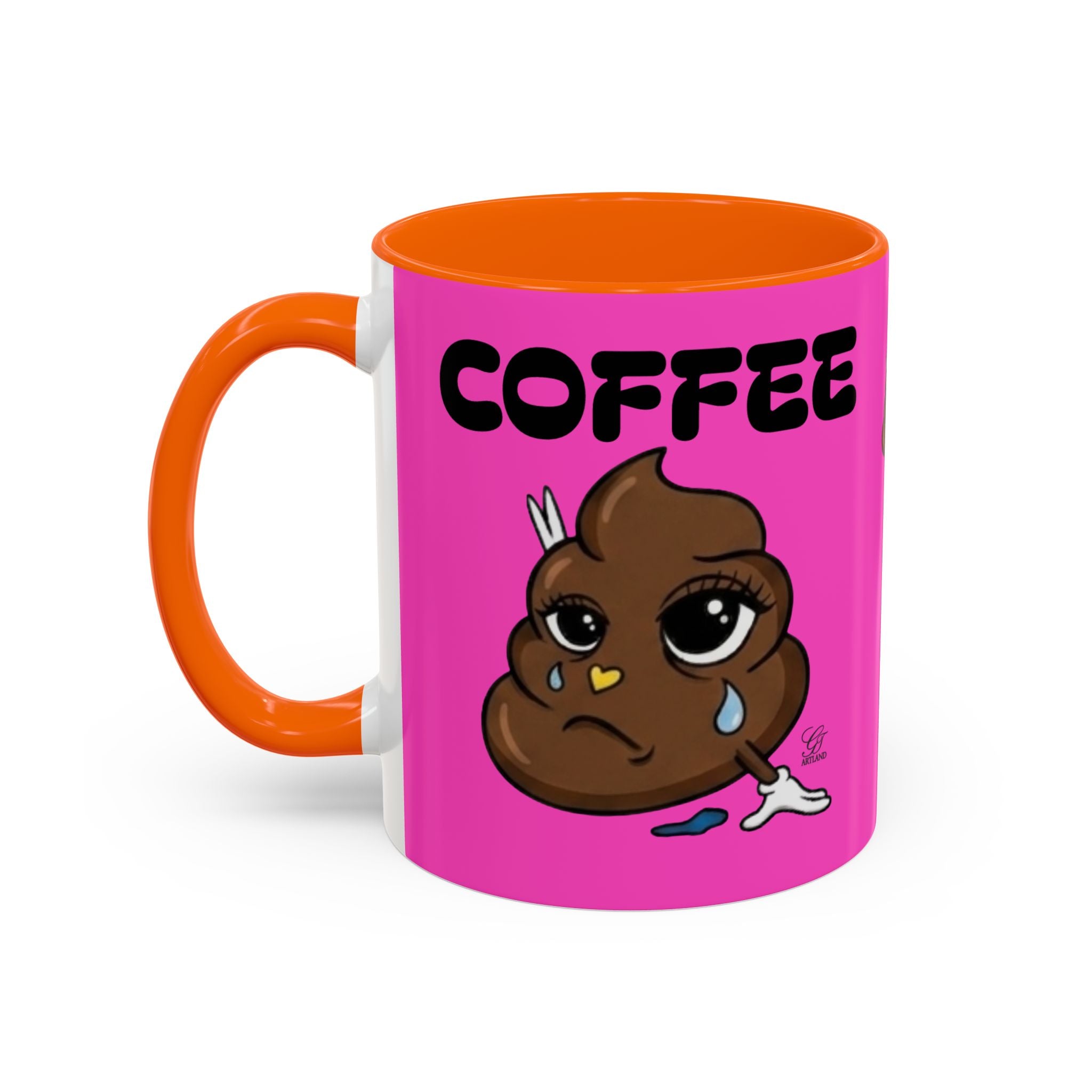Coffee Mug — Pink 'Coffee' Sad Poop Emoji Accent Ceramic Mug (11/15oz) by GT Artland