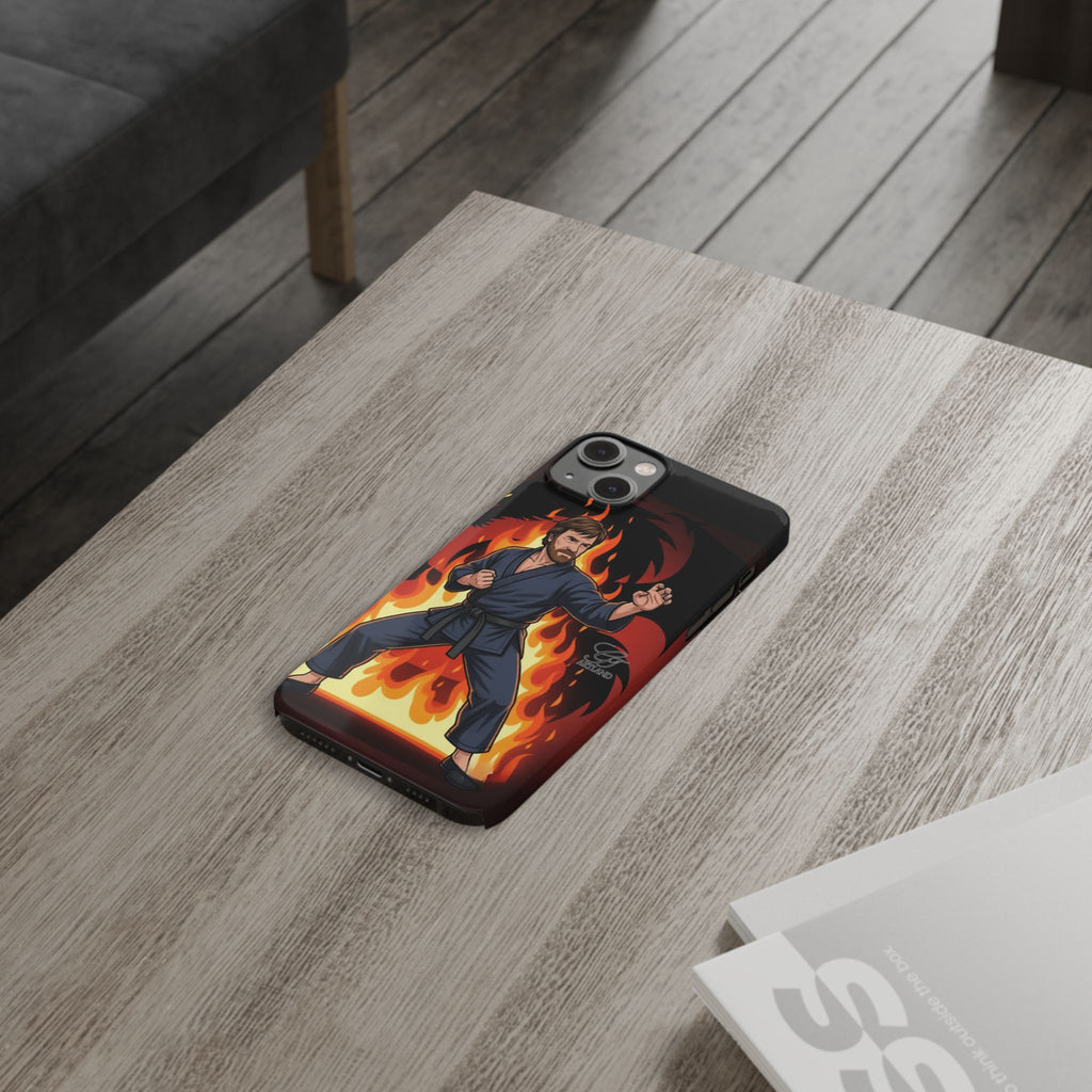 Martial Artist Illustration Slim Phone Case | Karate Fighter Flames by GT Artland